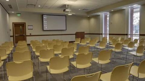 Headquarters Meeting Room B in auditorium configuration